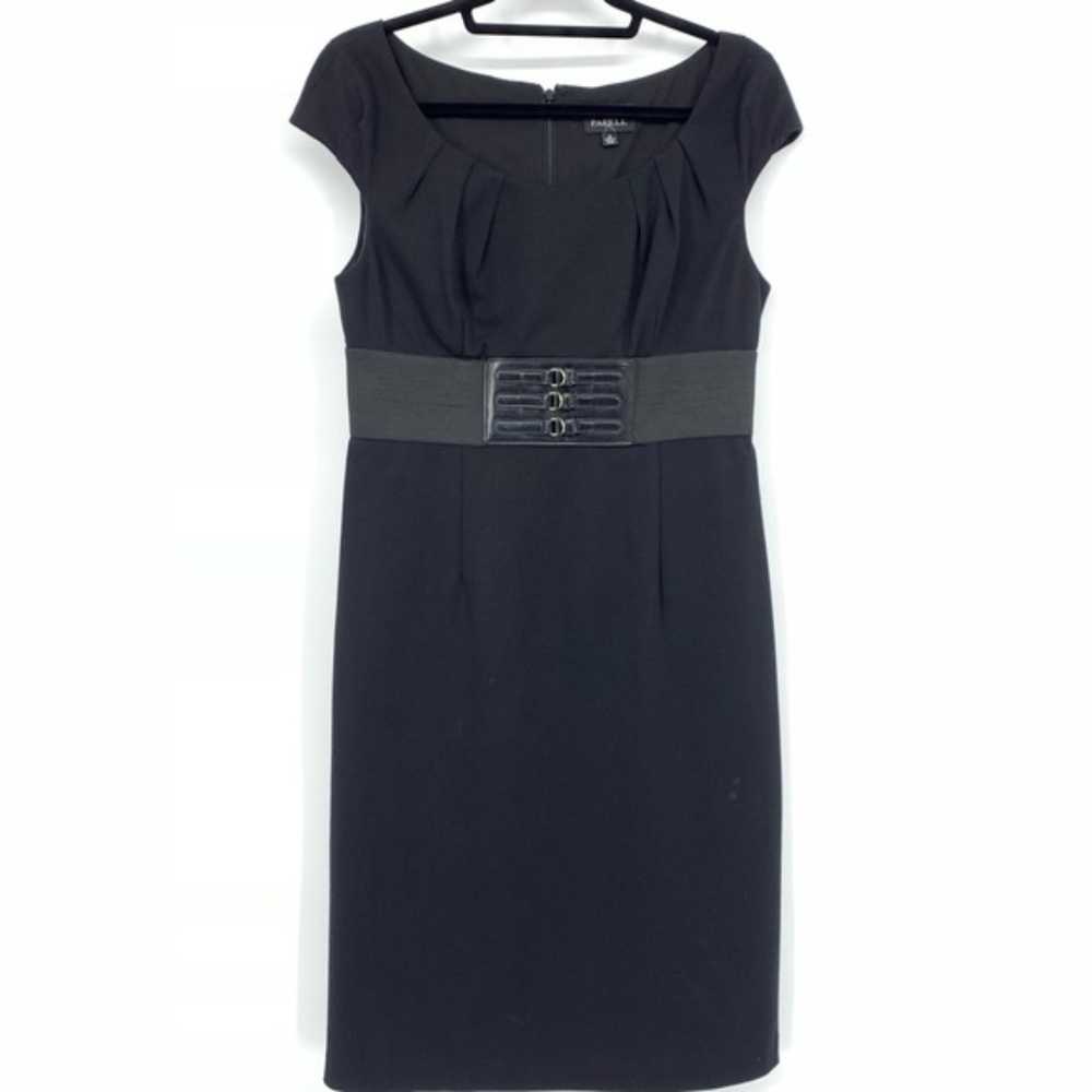 Adrianna Papell Black Sheath Dress with Cap Sleeves
